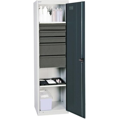 Stumpf Werkzeug- und Materialschrank 3000, RAL 7035/7016, 5 Schubladen, 2 Wannen