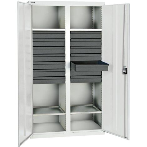 Stumpf Werkzeug- und Materialschrank Serie 3000 lichtgrau + 14 Schublade 100 mm + Mitteltrennwand + 4 Auszugsböden - 3004407