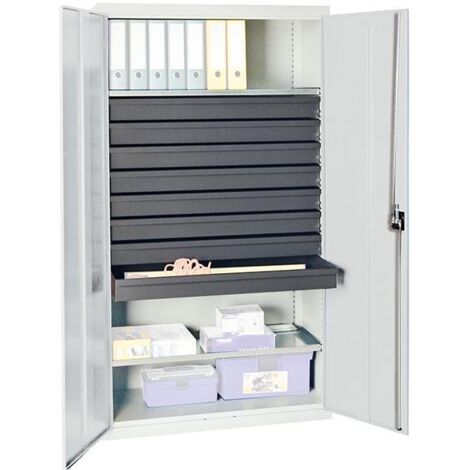 Stumpf Werkzeug- und Materialschrank Serie 3000 lichtgrau + 8 Schublade 100 mm + 2 Auszugsböden durchgehend - 3008107