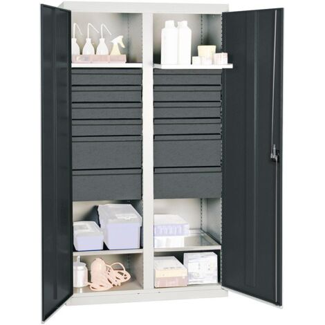 Stumpf Werkzeug- und Materialschrank Serie 3000 lichtgrau + 8 Schublade 100 mm + 4 Schublade 200 mm + Mitteltrennwand + 4 Auszugsböden - 3004571