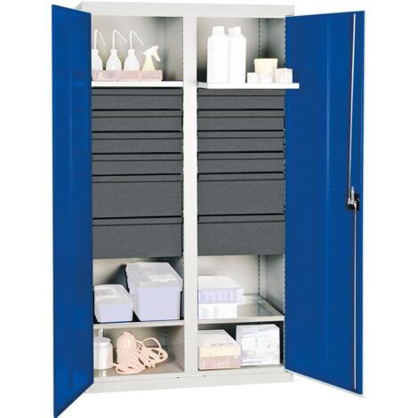 Stumpf Werkzeug- und Materialschrank Serie 3000 lichtgrau + 8 Schublade 100 mm + 4 Schublade 200 mm + Mitteltrennwand + 4 Auszugsböden - 3004574