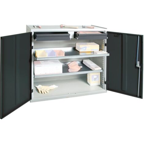Stumpf Werkzeug- und Materialschrank Serie 3000 lichtgrau / anthrazitgrau + 2 Schubladen 100 mm + 2 Auszugsböden - 3007271