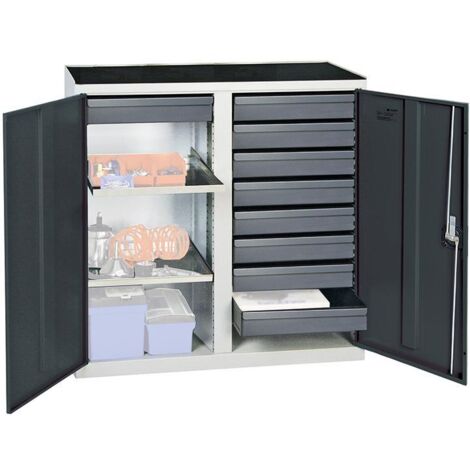 Stumpf Werkzeug- und Materialschrank Serie 3000 lichtgrau / anthrazitgrau 9 Schubladen 100 mm + 2 Auszugsböden - 3002971
