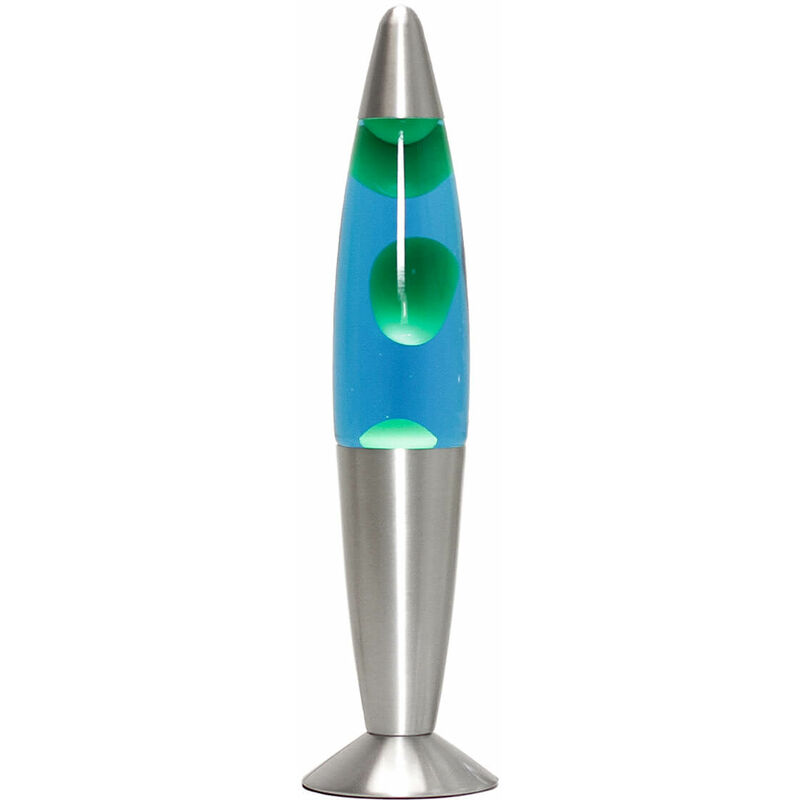 Image of Stupefacente Lampada Lava design retrò blu con cera verde timmy - Verde, blu, argento