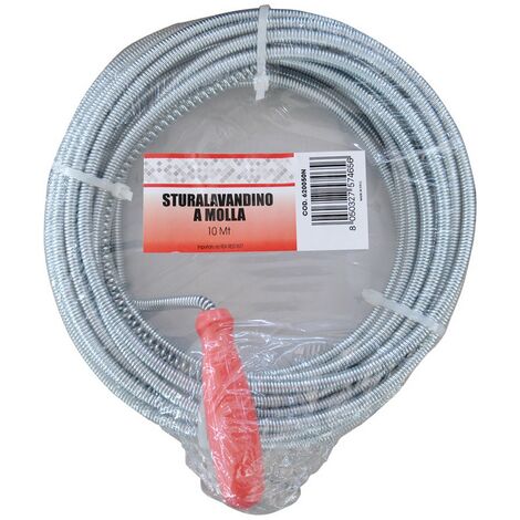 Stura scarico a molla con spirale in acciaio e manovella in legno da  Ø 6 mm -250 cm