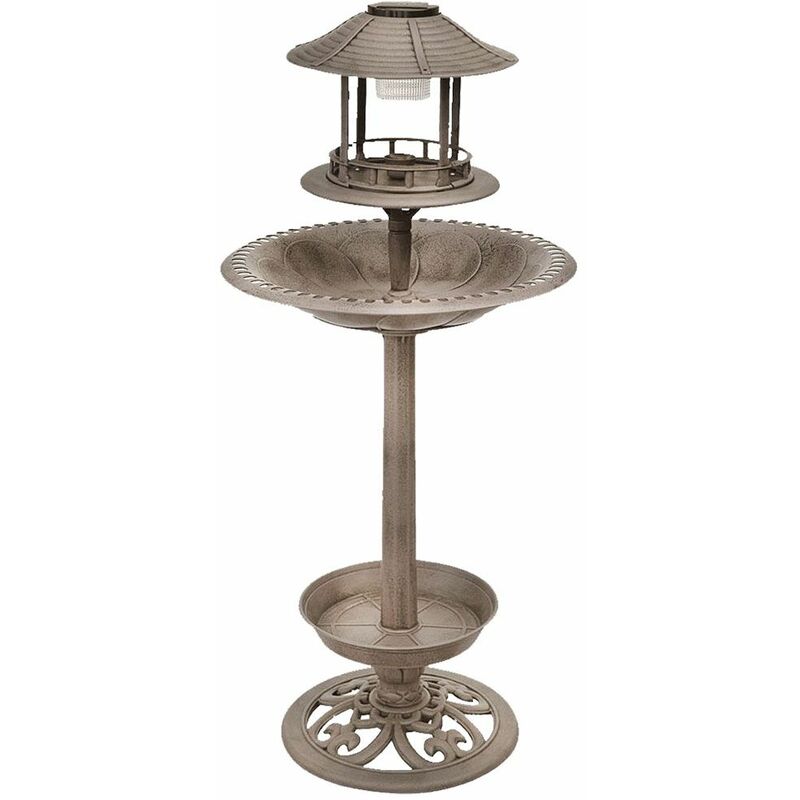 

Sturdy Bird Potions con iluminación LED Bronze Stand Lamp Decoration Luz exterior Harms 315079