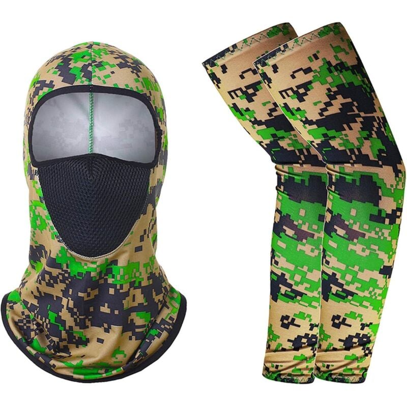 Image of Reit-Sturmhaube: Kühlender Halswärmer mit UV-Schutz und Ärmeln aus Eisseide für Männer und Frauen.