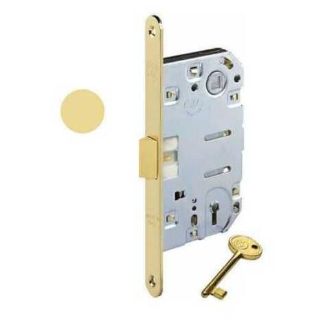 STV AGB - SERRATURA DA INFILARE PER PORTE INTERNE (A76) PATENT MEDIANA D90 F18 E50 - CON BORDI TONDI - IN OTTONE LUCIDO