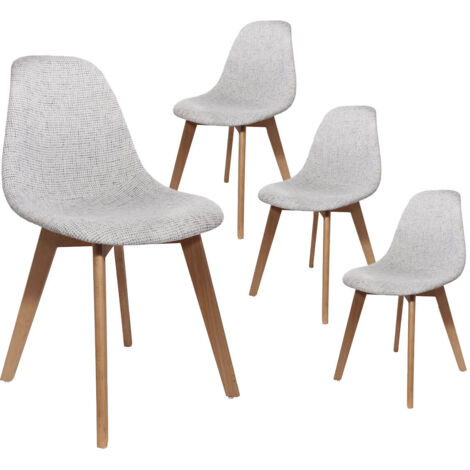 STYGN - Lot de 4 Chaises avec Maille Grise