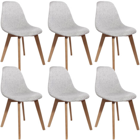 STYGN - Lot de 6 Chaises avec Maille Grise