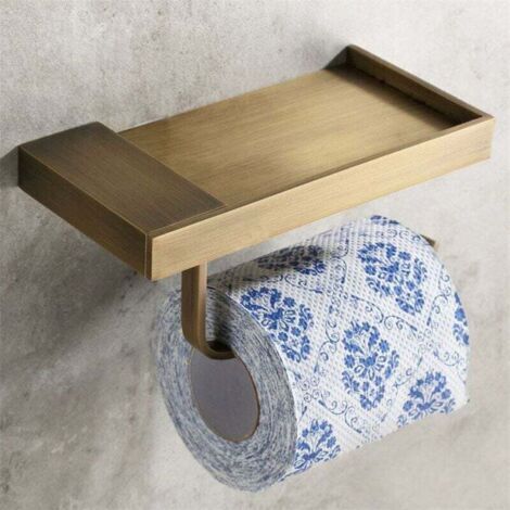 Style Antique Dérouleur Papier WC avec Espace de Rangement en Laiton de Qualité Idéal pour Smartphone Porte Papier Toilette Multi Fonction pour Salle de Bain avec Un Beau Design