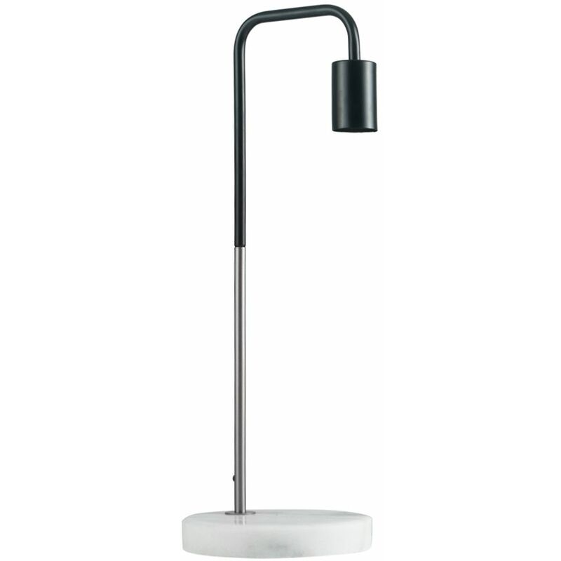 Industrial Style Table Lamp with Marble Base - Brushed Chrome