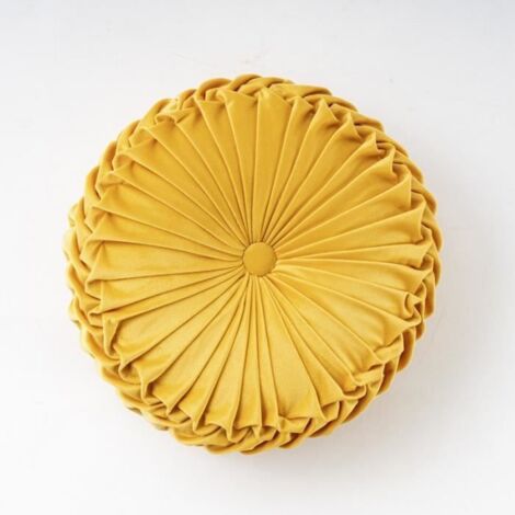 Style européen rond solide jaune coussin de siège velours tissu dos coussin canapé oreiller lit oreiller