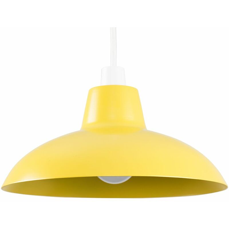 Metal Easy Fit Ceiling Pendant Light Shade - Mustard - Including LED Bulb