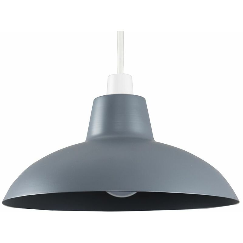Metal Easy Fit Ceiling Pendant Light Shade - Dark Grey - Including LED Bulb