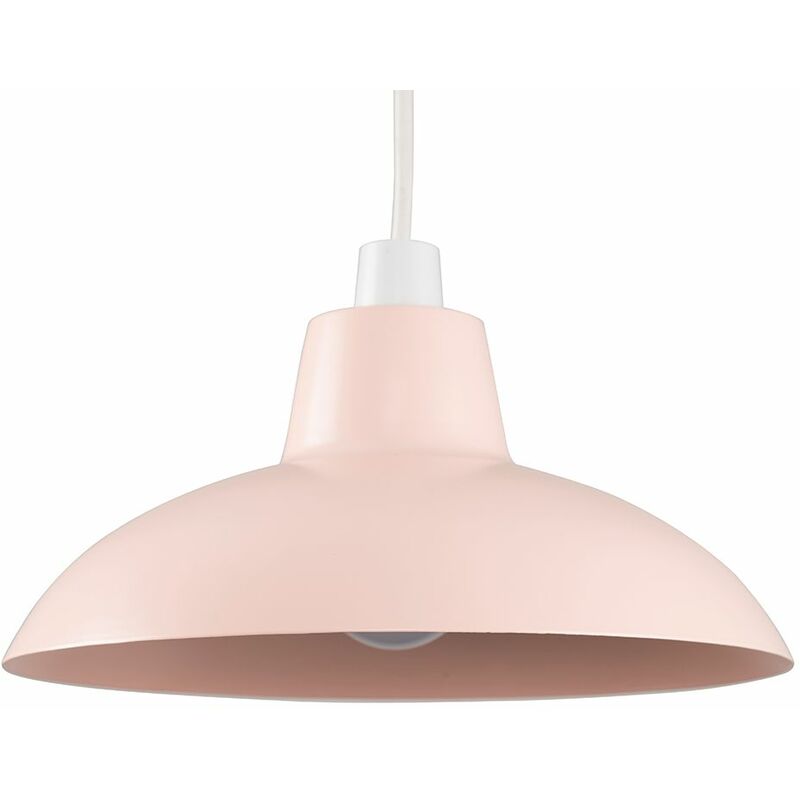 Metal Easy Fit Ceiling Pendant Light Shade - Pink - Including LED Bulb