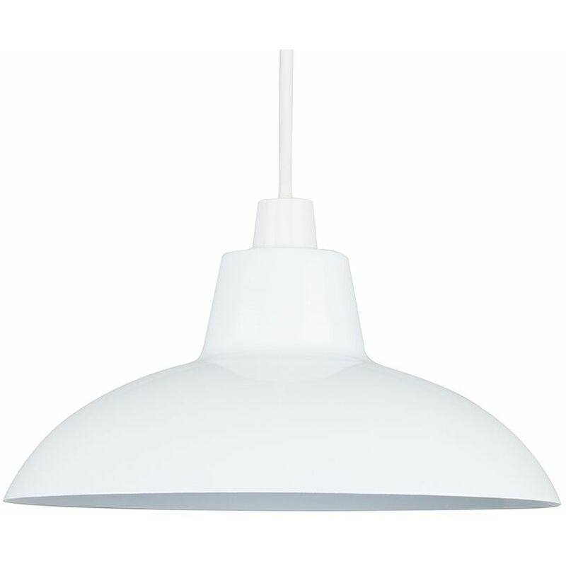 Metal Easy Fit Ceiling Pendant Light Shade - White - Including LED Bulb