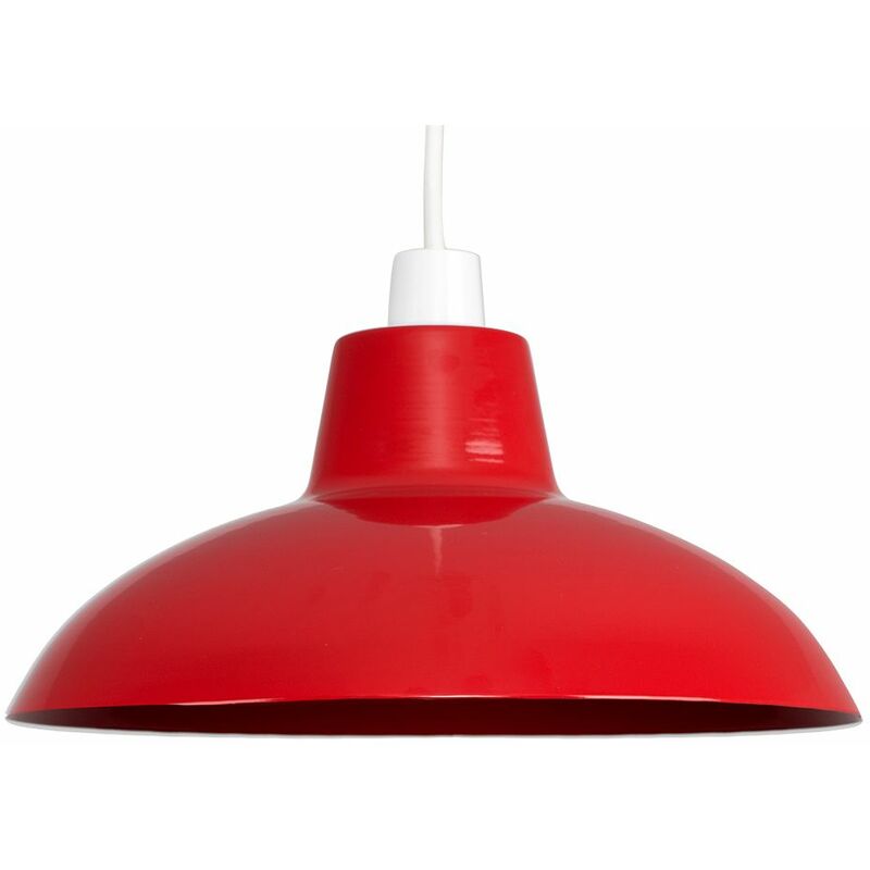 Metal Easy Fit Ceiling Pendant Light Shade - Red - Including LED Bulb