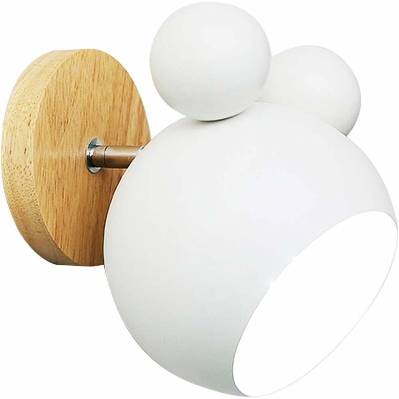 Style nordique mignon ours en bois applique murale intérieure lampe de lecture de chevet pour chambre salon chambre d'enfant (Blanc,181821cm)——,