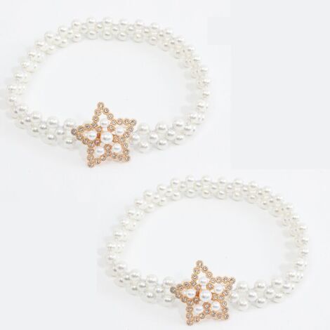 (style pentagramme)Embrasse pour Rideaux, Lot de 2 Attache Rideau en Réglables avec Fil à Ressort, Attaches Rideaux avec Butterfly et Perles, Pas de Forage pour Décoration de Maison, Bureau, Salon, Ch