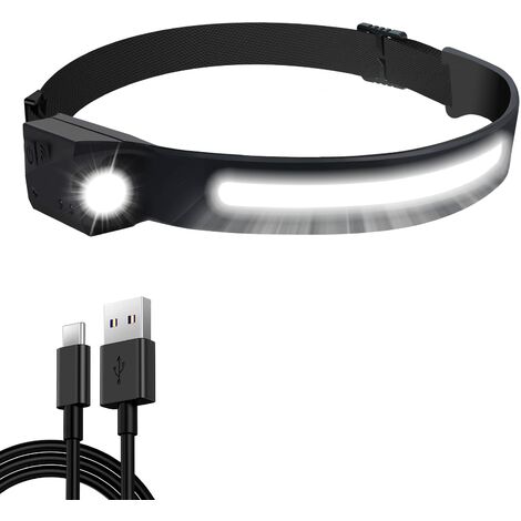 Style USB Rechargeable Waterproof LED Headlight with Running, Camping, Bicycle Helmet, Fishing, Repairing, Photo, Reading for Kids