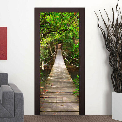 StyleB 77x200cm 3D Sticker de Porte cave à vin Photo Mural Trompe l'oeil Stickers Muraux PVC Imperméable Papier Peint pour Chambre Salle de Bain Cuisine Décoration Autocollants Porte