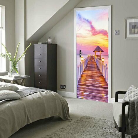 StyleN 77x200 cm 3D Adesivo per Porta Cantina per Vini Foto Murale Adesivi Murali Trompe l'oeil Carta da Parati Impermeabile in PVC per Camera da Letto Bagno Cucina Decor Adesivi per Porte