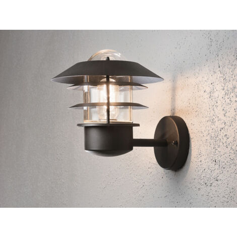 Stylische Außen Wandlaterne MODENA stehend, Aluminium Schwarz, Höhe 24cm