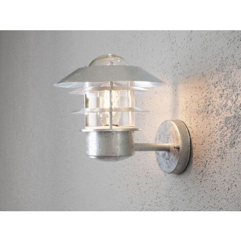 Stylische Außen Wandlaterne MODENA stehend, Stahl Silber, Höhe 24cm