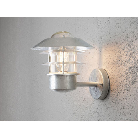 Stylische LED Außen Wandlaterne stehend, Stahl Silber, Höhe 24cm