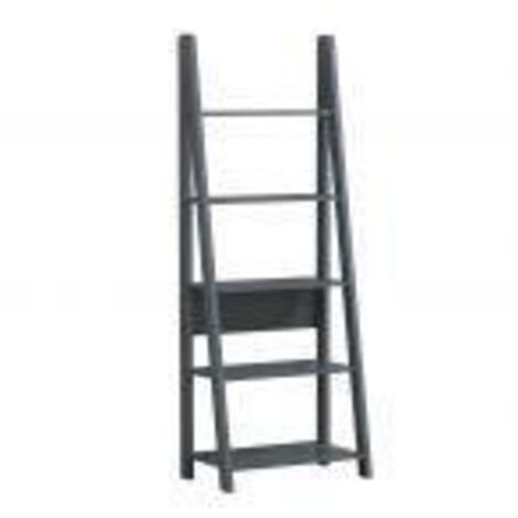 Stylish Ladder Bookcase 5 Tier Storage Unit For Home Or Office - Dark Grey