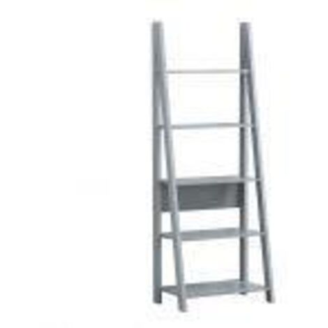 Stylish Ladder Bookcase 5 Tier Storage Unit For Home Or Office - Light Grey