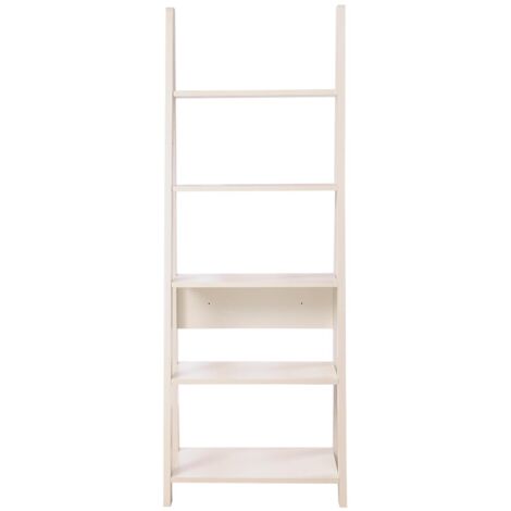 Stylish Ladder Bookcase 5 Tier Storage Unit For Home Or Office - White