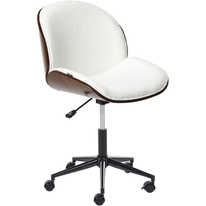 Beliani Desk Chair Menesha Boucle White