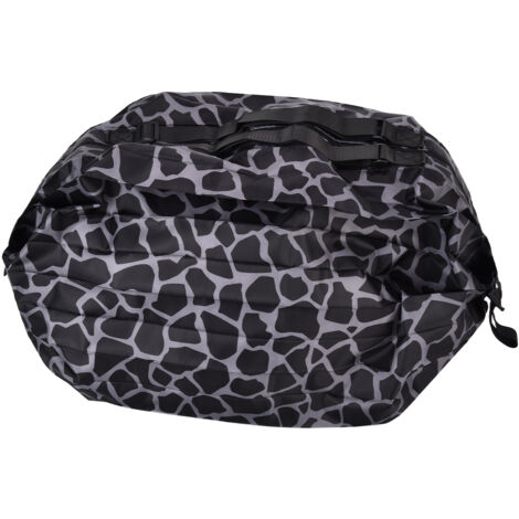 Stylish Reusable Shopping Bag Oxford Cloth Portable Foldable High Capacity Shoulder Bag Waterproof ToteBlack Leopard Print