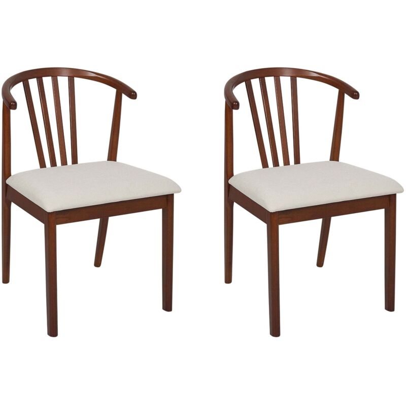 Beliani Set Of 2 Dining Chairs Craig Wood Dark Brown/ Beige