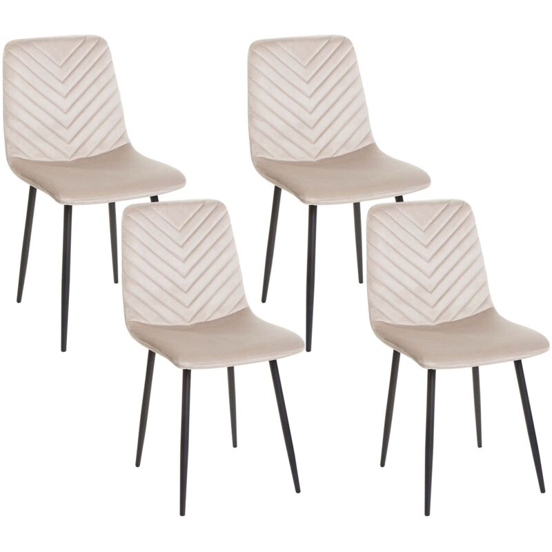 Beliani Set Of 4 Dining Chairs Havre Velvet Beige