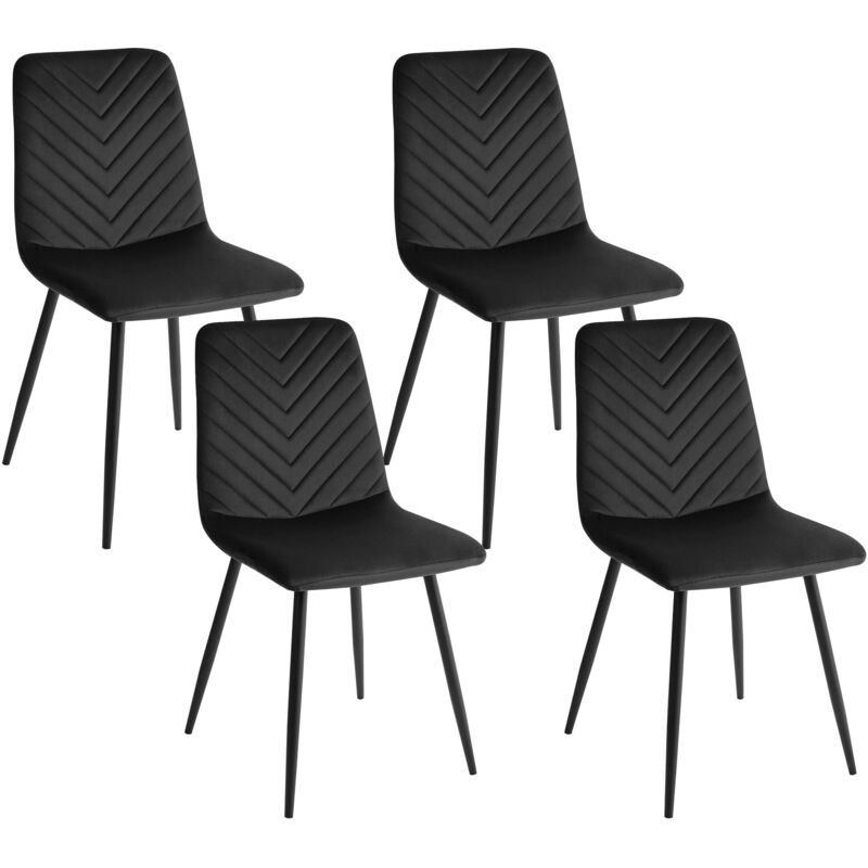 Beliani Set Of 4 Dining Chairs Havre Velvet Black