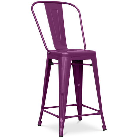 main image of "Tolix square bar stool with backrest Pauchard Style - 60cm"