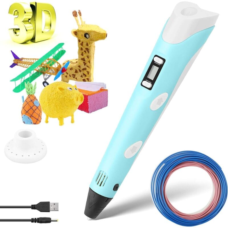 Stylo 3D Enfant, Stylo d'Impression 3D avec Filament lcd Contrôle de la température d'impression blue Fei Yu