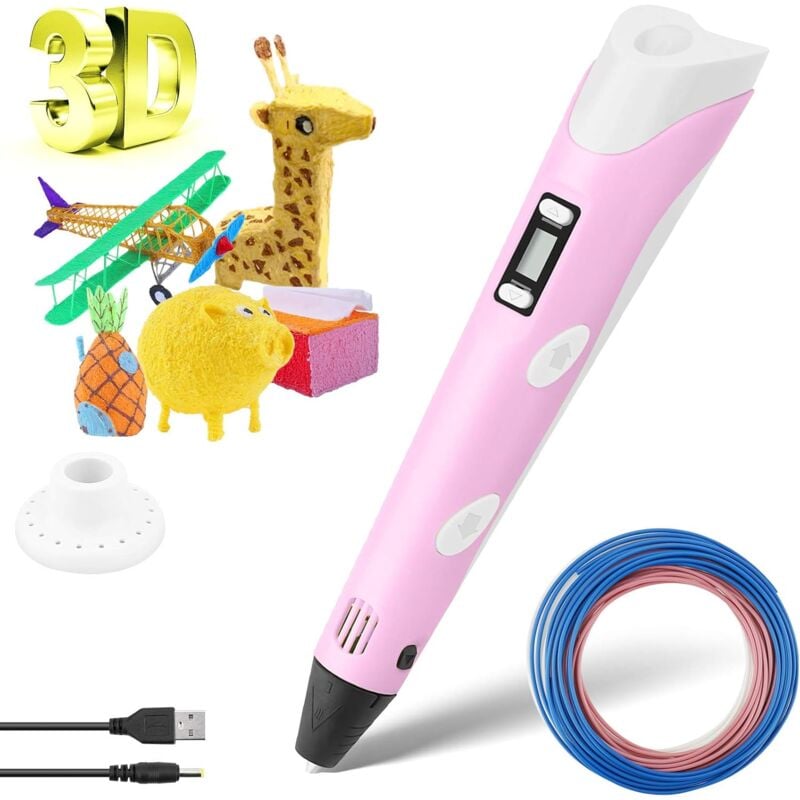 Stylo 3D Enfant, Stylo d'Impression 3D avec Filament lcd Contrôle de la température d'impression rose Fei Yu
