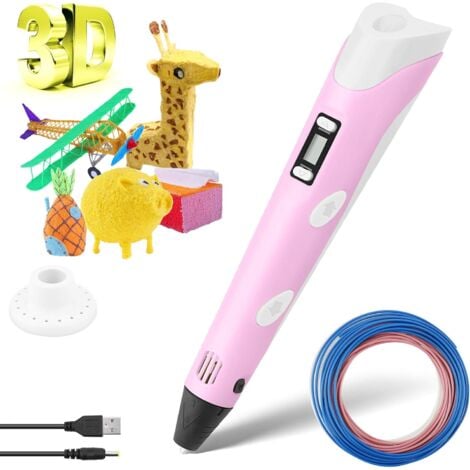 Stylo 3D Enfant, Stylo d’Impression 3D avec Filament LCD Contrôle de la température d'impression rose-Fei Yu