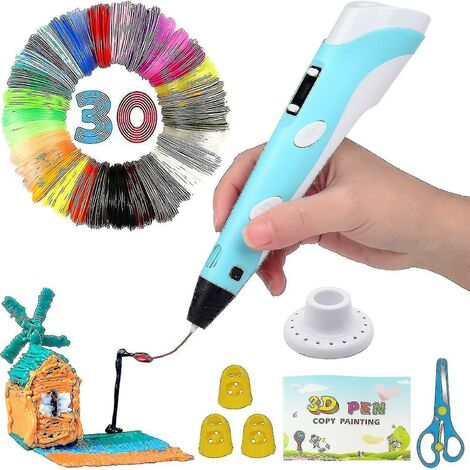 SIMPLICITY Stylo 3d intelligent avec affichage LED, recharges de filament Pla 30 couleurs, compatible Pla &amp Abs, cadeau parfait d'artisanat d'art de haute qualité