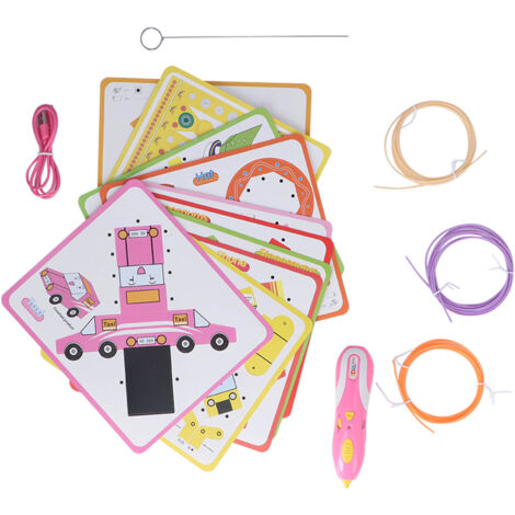 Stylo 3D Rechargeable Sans Fil Basse Température pour Enfants, Cordelette de Modélisation Créative Rose 5V DC