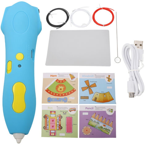 Stylo 3D Rechargeable Sécuritaire pour Enfants avec 3 Bobines de Fil Multicolore