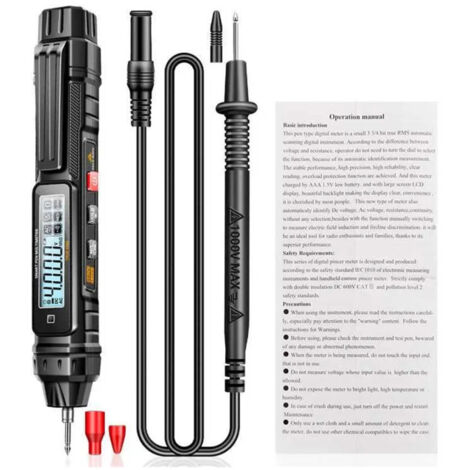 Stylo capteur multimetre professionnel intelligent numerique, testeur de sequence de phase, voltmetre CA avec mesure sans contact