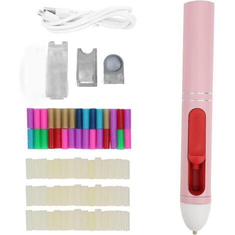 Stylo Chauffant de Gaufrage, Pistolet à Colle Thermofusible, Mini Pistolet à Colle, Batterie au Lithium Rechargeable USB sans Fil en Forme de Stylo Thermofusible 2200 MAh