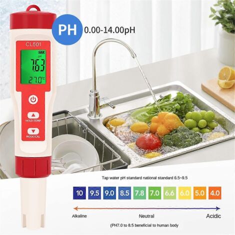 Stylo de détection de la qualité de l'eau 5 en 1 : pH/Chlore résiduel/Stylo de test