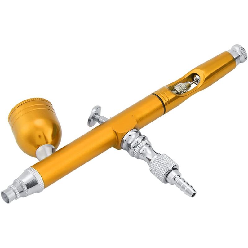 Stylo de Peinture en aérosol 0.3mm Multi-Usage à Double Action par gravité Airbrush Kit Spray Air Brush Gun Tattoo Nail Tool(Jaune)