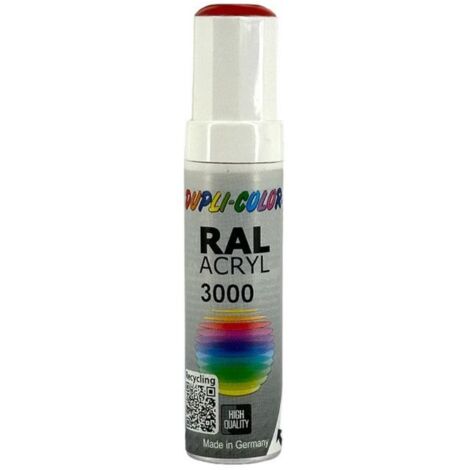 Stylo de retouche peinture acrylique - Rouge feu - RAL 3000 - Brillant - Tous supports - Duplicolor
